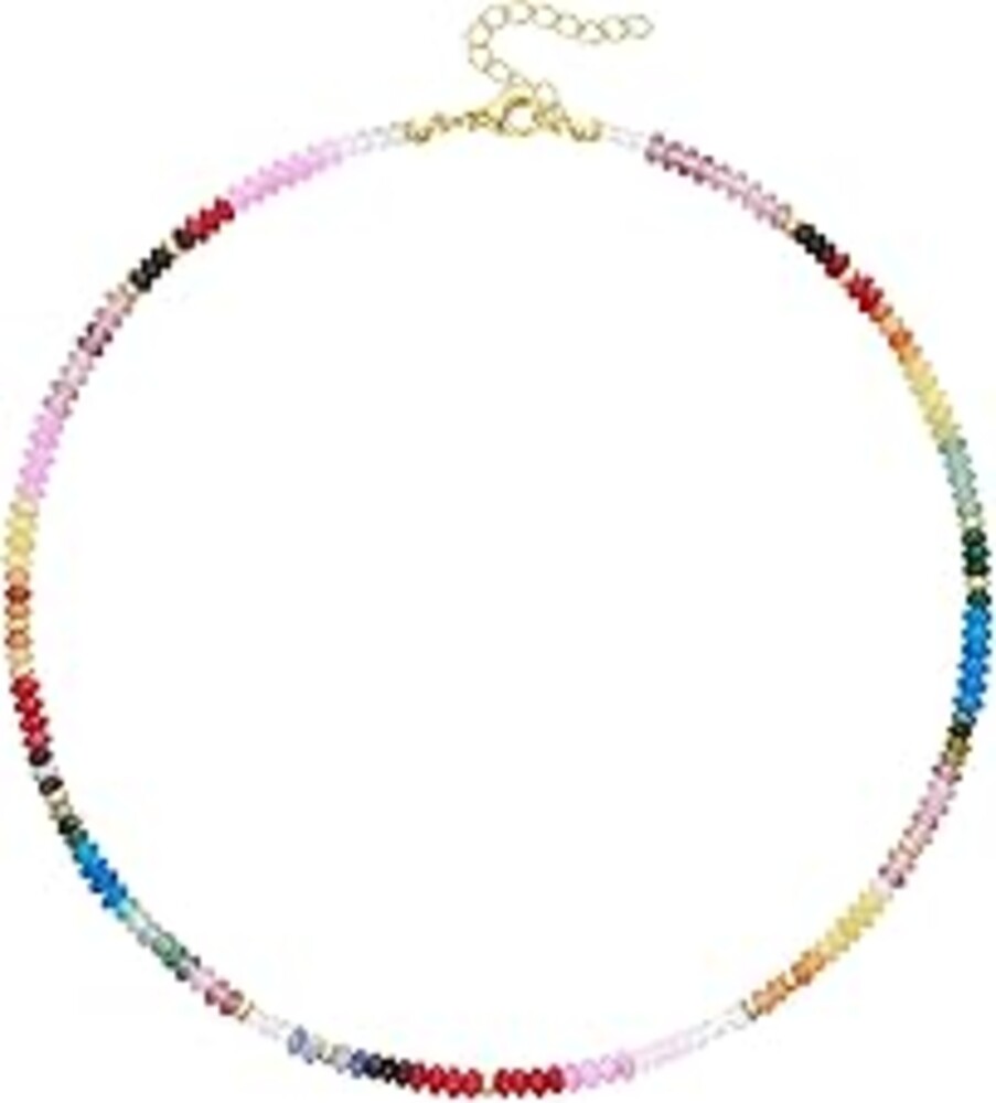 KELORIS PATH Beaded Necklace for Women, Colorful Gemstone Boho Bead Choker for Beach, Trendy Summer Natural Stone Jewelry Gifts