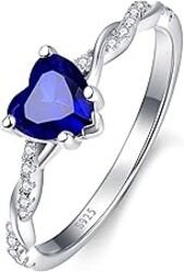 Yaresul 1.25ct Womens Heart Promise Ring, 925 Sterling Silver Heart Cut Created Emerald/Sapphire/Amethyst/Ruby/Cubic Zirconia/Opal Twisted Vine Engagement Ring for Women Size 5-10