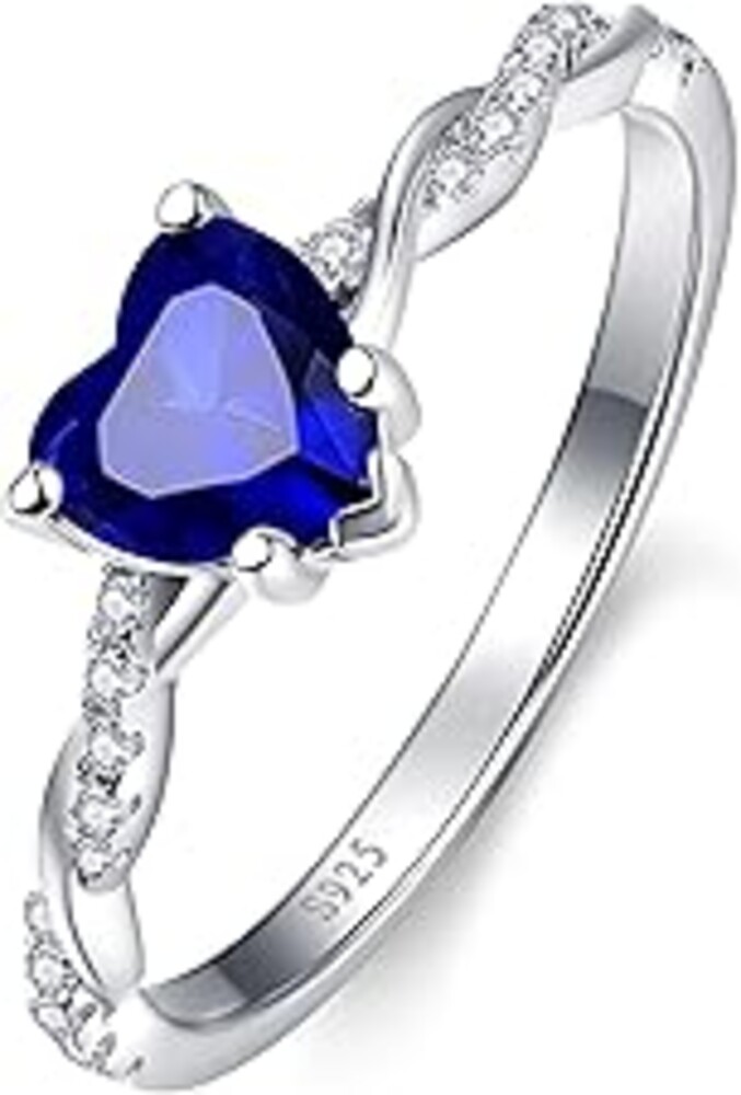 Yaresul 1.25ct Womens Heart Promise Ring, 925 Sterling Silver Heart Cut Created Emerald/Sapphire/Amethyst/Ruby/Cubic Zirconia/Opal Twisted Vine Engagement Ring for Women Size 5-10