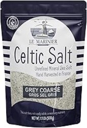 Le Marinier Celtic Salt Organic Grey Coarse, 1.1lb - 18oz. Mineral Rich 100% Natural and Unrefined French Sea Salt Organic. Hand Harvested Mineral Sea Salt, Sel Gris (1.1lb Grey Coarse)