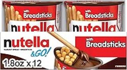 Nutella & GO! Chocolate Hazelnut Spread with Cocoa + Breadsticks, 12 Snack Packs, 1.8 oz Each