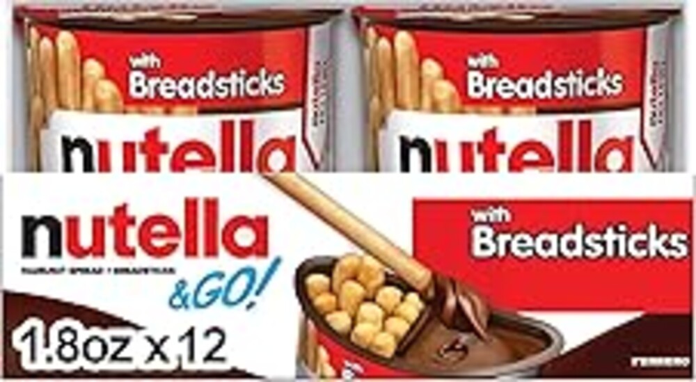 Nutella & GO! Chocolate Hazelnut Spread with Cocoa + Breadsticks, 12 Snack Packs, 1.8 oz Each