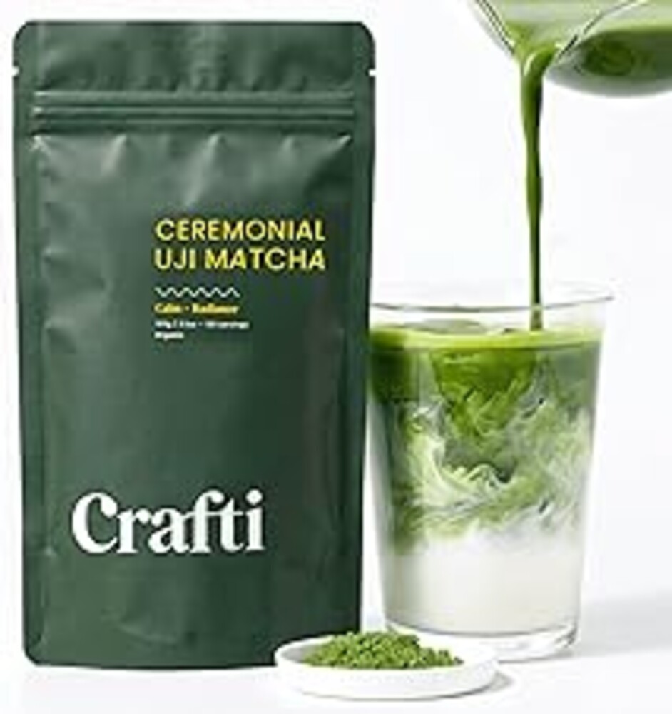 Crafti - Ceremonial Grade Organic Matcha Powder | 100 Servings (100g / 3.5oz) | Sugar-Free Kyoto Uji Matcha | Daily Matcha Green Tea for Calm Focus, Jitter-Free Energy and Barista-Grade Lattes