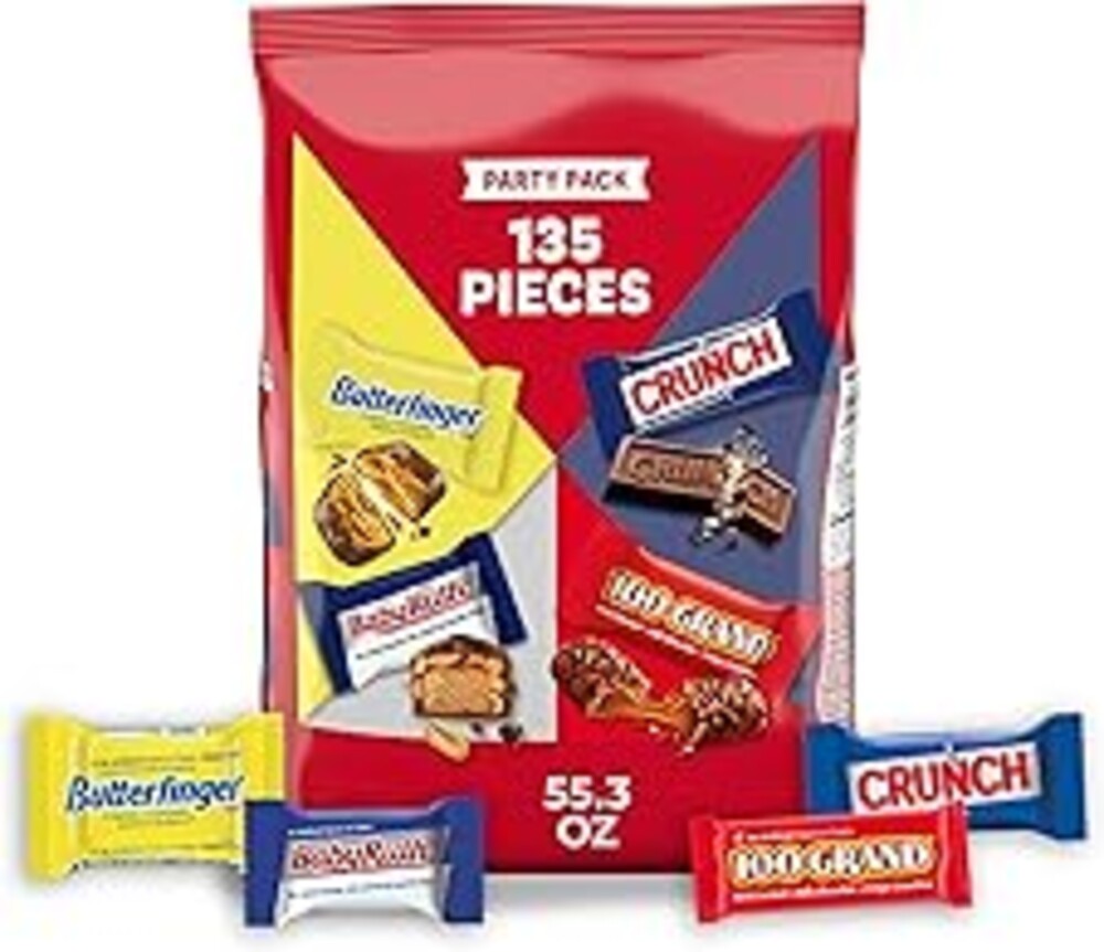 Assorted Butterfinger, Crunch, and Baby Ruth Mini Chocolates, 135 count Party Pack, 55.3 oz