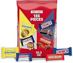 Assorted Butterfinger, Crunch, and Baby Ruth Mini Chocolates, 135 count Party Pack, 55.3 oz