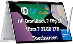 2026 HP OmniBook 7 Flip (Next Gen Envy x360) 2-in-1 Laptop (16" FHD+ Touchscreen, Intel Ultra 7 258V, 32GB DDR5 RAM, 1TB SSD, Arc 140V GPU (16GB), MPP Stylus), AI PC, IR Webcam, Wi-Fi 7, Win 11 Pro