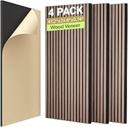 TONOR Dual-Layer Thickened Acoustic Wood Wall Panels Self Adhesive, 4 Pack 47.2"x23.6"x0.72" High Density Large Sound Proof Panels for Walls, Peel and Stick Wall Panels for Interior Wall Décor, Walnut
