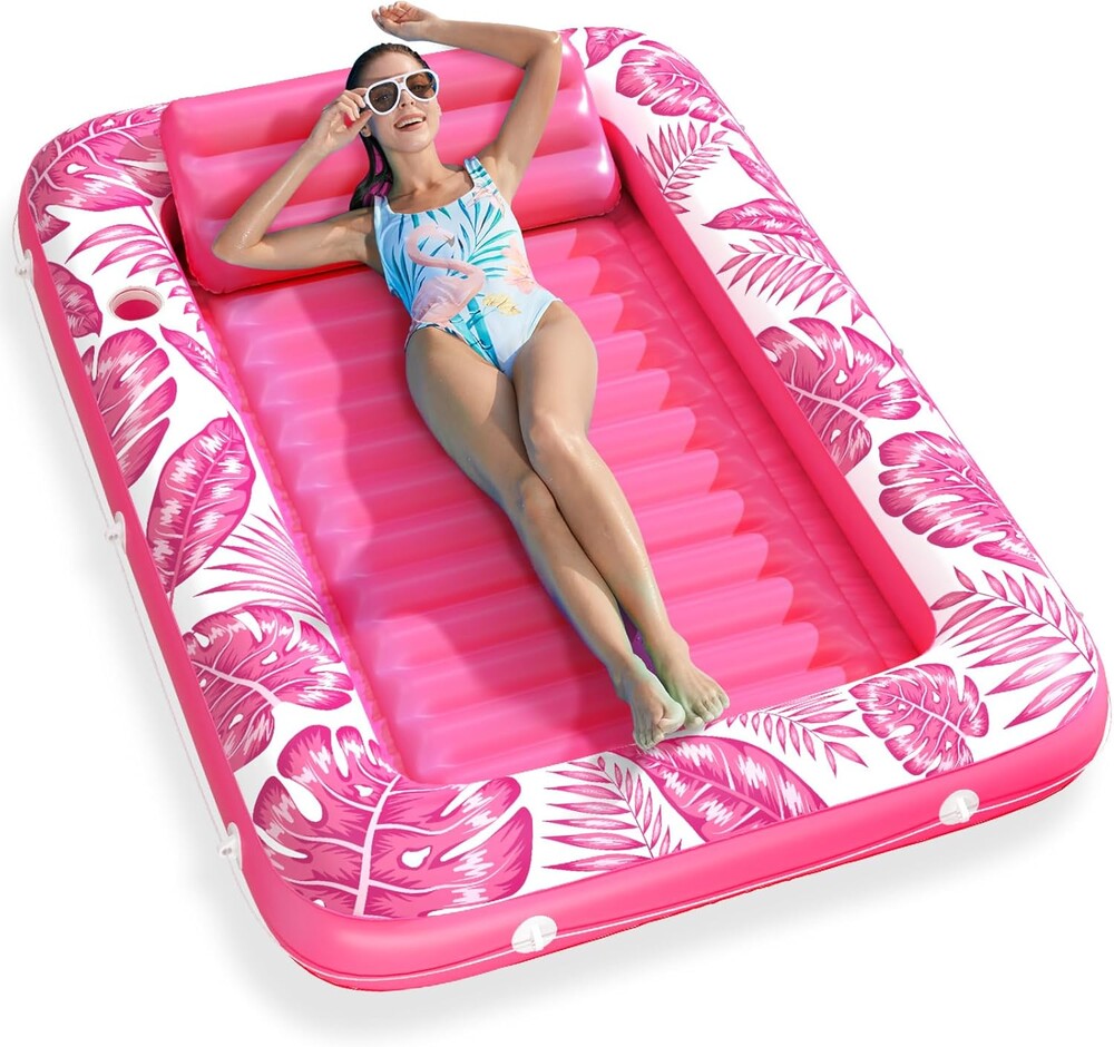 Inflatable Tanning Pool Lounger Float - Jasonwell 4 in 1 Sun Tan Tub Sunbathing Pool Lounge Raft Floatie Toys Water Filled Tanning Bed Mat Pad for Adult Blow Up Kiddie Pool Kids Ball Pit