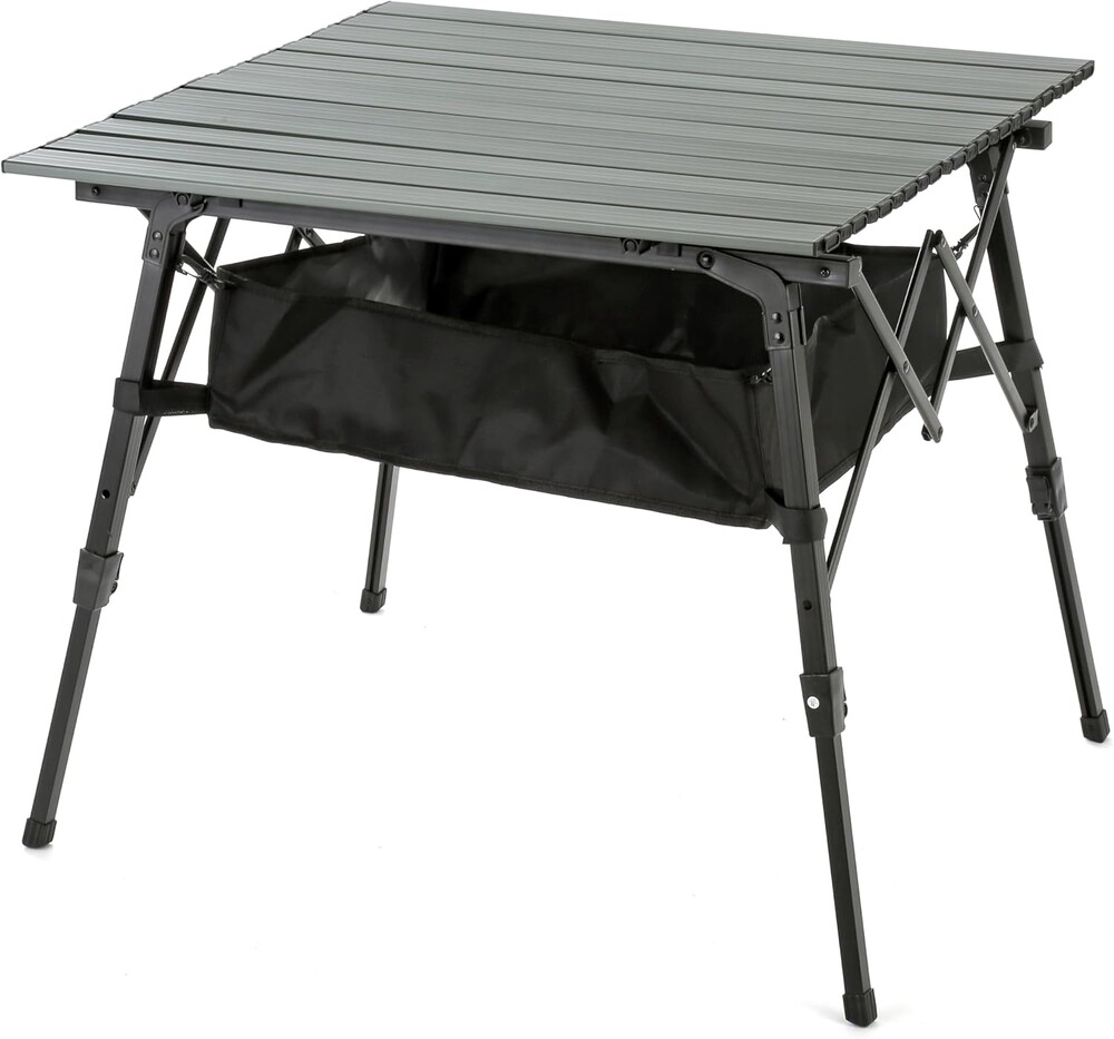 ARROWHEAD OUTDOOR 39" Aluminum Folding Camp Roll Up Table w/Adjustable Height, Undertable Mesh Storage, Carry Bag