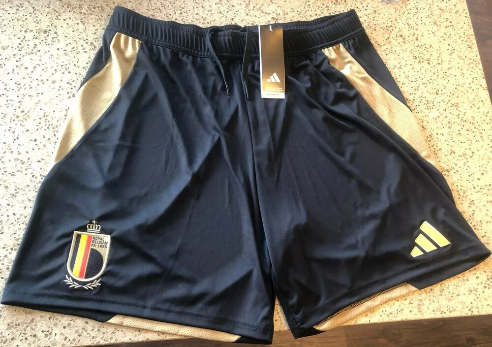 Belgian Adidas 2024 24/25 Home Black Soccer Football Shorts NWT IQ0759 NWT XL