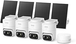 eufy Security eufyCam C37 4-Cam Kit, Security Cameras Wireless Outdoor, 360° Pan and Tilt Auto Tracking, 2K Solar Powered, Human/Vehicle/Pet/Face AI Detection, No Monthly Fee, Built-in Local Storage