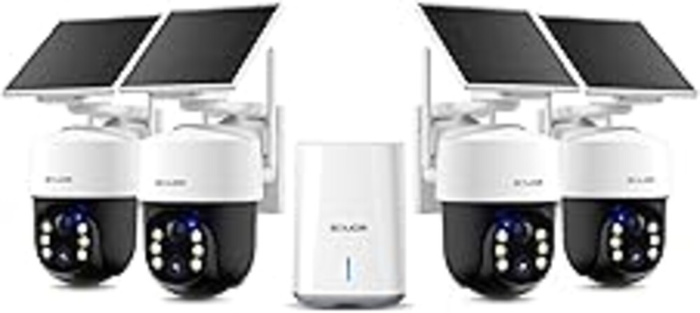SOLIOM Security Cameras Wireless Outdoor,4K Ultra HD for Day and Night, No Subscription,Built in Radar,Solar Powered Cameras for Home Security, 360° Pan Tilt Auto Tracking,5G & 2.4G WiFi, 4-Cam Kit