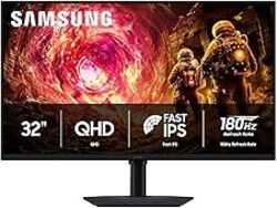 Samsung 32” Odyssey G5 G50F QHD Resolution Gaming Monitor, 180Hz Refresh Rate, Fast IPS Panel, HDR10, NVIDIA G-Sync Compatible, 1ms Response Time (GtG), AMD FreeSync™, Adjustable Stand, LS32FG502ENXZA