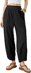 Xiaoxuemeng Womens Baggy Wide Leg Pants Casual Elastic Waisted Palazzo Harem Pants with Pockets