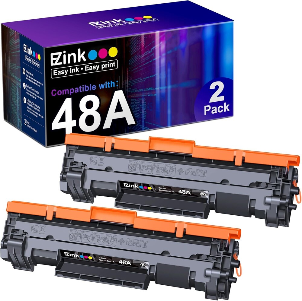 E-Z Ink 48A CF248A Compatible Toner Cartridges Replacement for HP 48A Toner Cartridge Black CF248A to use with Pro M15w M28w M29w M31w M28a M29a M30w M15a M16a M16w Printer (Black, 2 Pack)