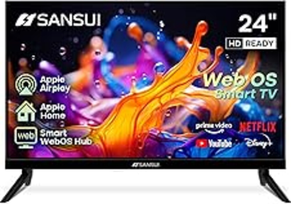 SANSUI 24 inch 768P DLED Smart WebOS TV | Small Television with chromecast Built in | WebOS hub Compatible with HomeKit | Support Airplay & WiFi Connection & Bluetooth 5.2&2 * 8w Speakers