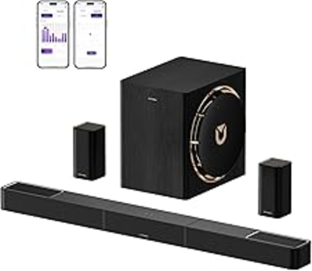 ULTIMEA Skywave X60 7.1.4ch Professional Wireless Surround Sound System for TV w/Dolby Atmos, 840W Sound Bar with 8" Wireless Subwoofer, 28Hz Low Frequency, GaN Amplifier, 4K HDR Pass-Through