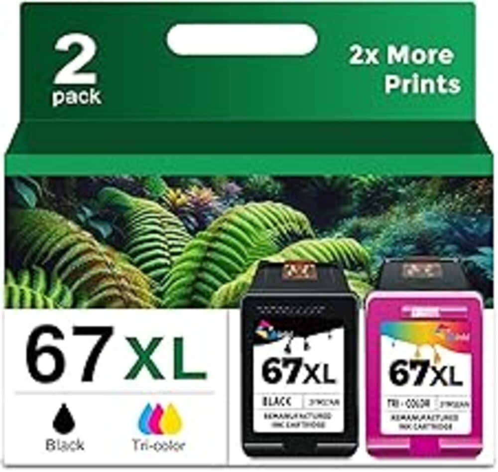 67XL Ink Cartridge Black/Color Combo Pack Replacement for HP Ink 67 67XL HP67 XL HP67XL for 2700 2700e 2752 2752e 2742e 2755e 4100 4100e 4152e 4155e 6000 6055e 6400 6458 6458e 6455e Printer
