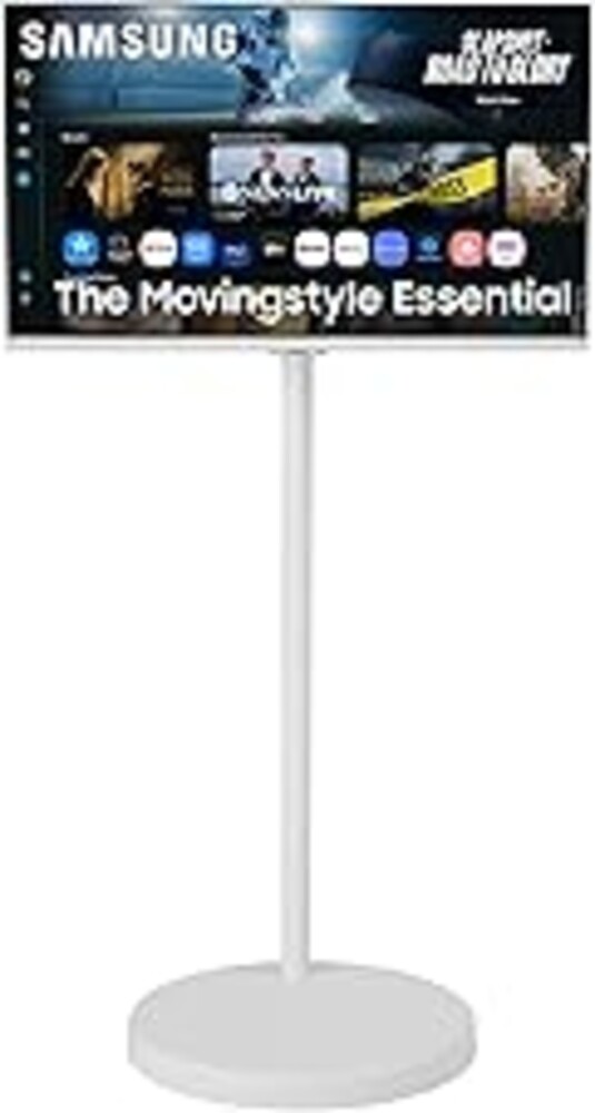 Samsung The Movingstyle Essential 32" 4K UHD Smart Monitor with Adjustable Rolling Stand, Smart TV Apps, Built-in Speakers, White Design, Gaming Hub, AI Picture Optimizer, SmartThings, F-LS32FM70-MSR
