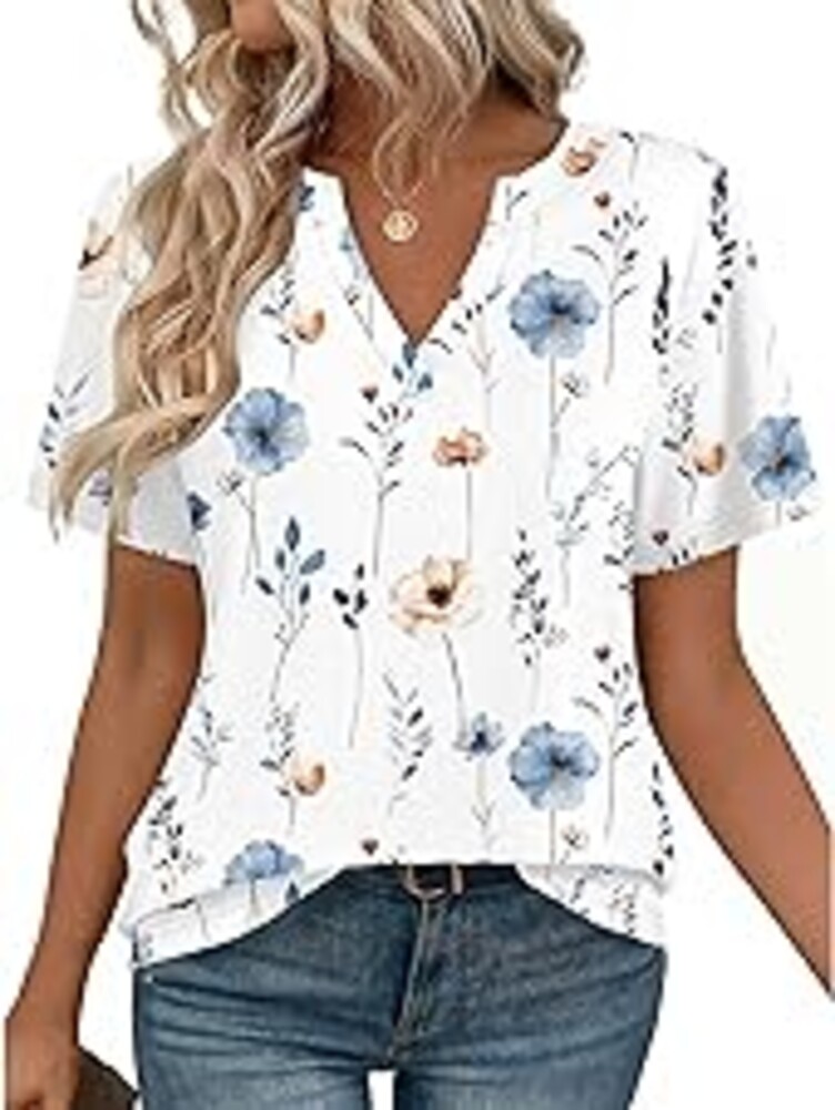 Zeagoo Womens Tops Short Sleeve V Neck Tee Shirts Cute Dressy Casual Clothing Business Work Blouse