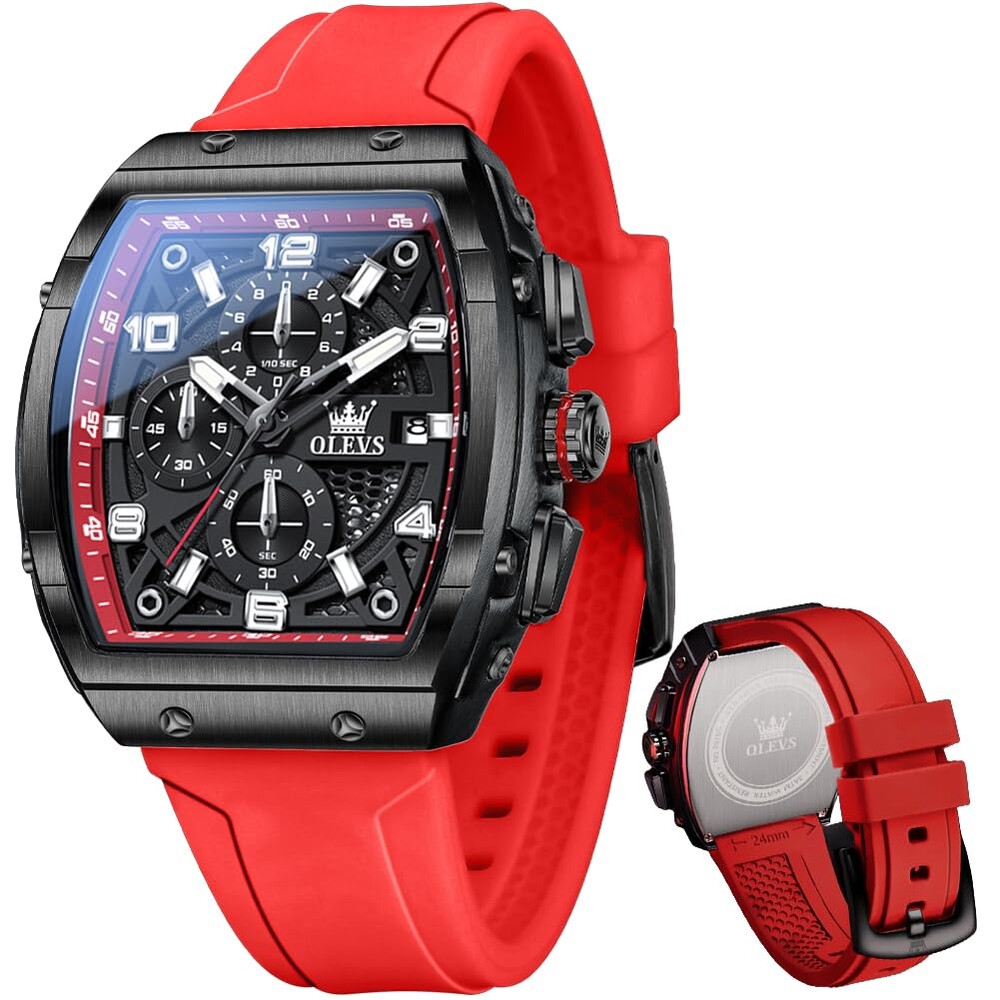 OLEVS Mens Watches Stylish Chronograph Waterproof Luminous Silicon Strap Multifunction Watches for Men Business White Men Wrist Watch