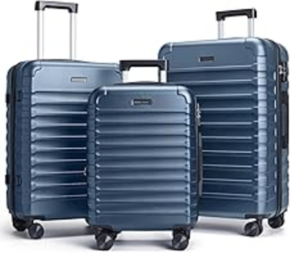 LIGHT FLIGHT Luggage Sets 3 Pcs Suitcase with Wheels,20"/24"/28",Royal Blue | Durable Suitcase Set with Spinner Wheels,3 Piece Hard Shell Lightweight Luggage with TSA Lock, Large Checked Travel Suitcases