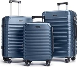 LIGHT FLIGHT Luggage Sets 3 Pcs Suitcase with Wheels,20"/24"/28",Royal Blue | Durable Suitcase Set with Spinner Wheels,3 Piece Hard Shell Lightweight Luggage with TSA Lock, Large Checked Travel Suitcases