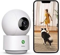 aosu 2K Indoor Camera,Baby Monitor for Home Security with 2.4GHz WiFi only | 360° Home View,One-Touch Calls,Smart Motion Tracking,IR Night Vision & 24/7 Recording,Compatible with Alexa/Google