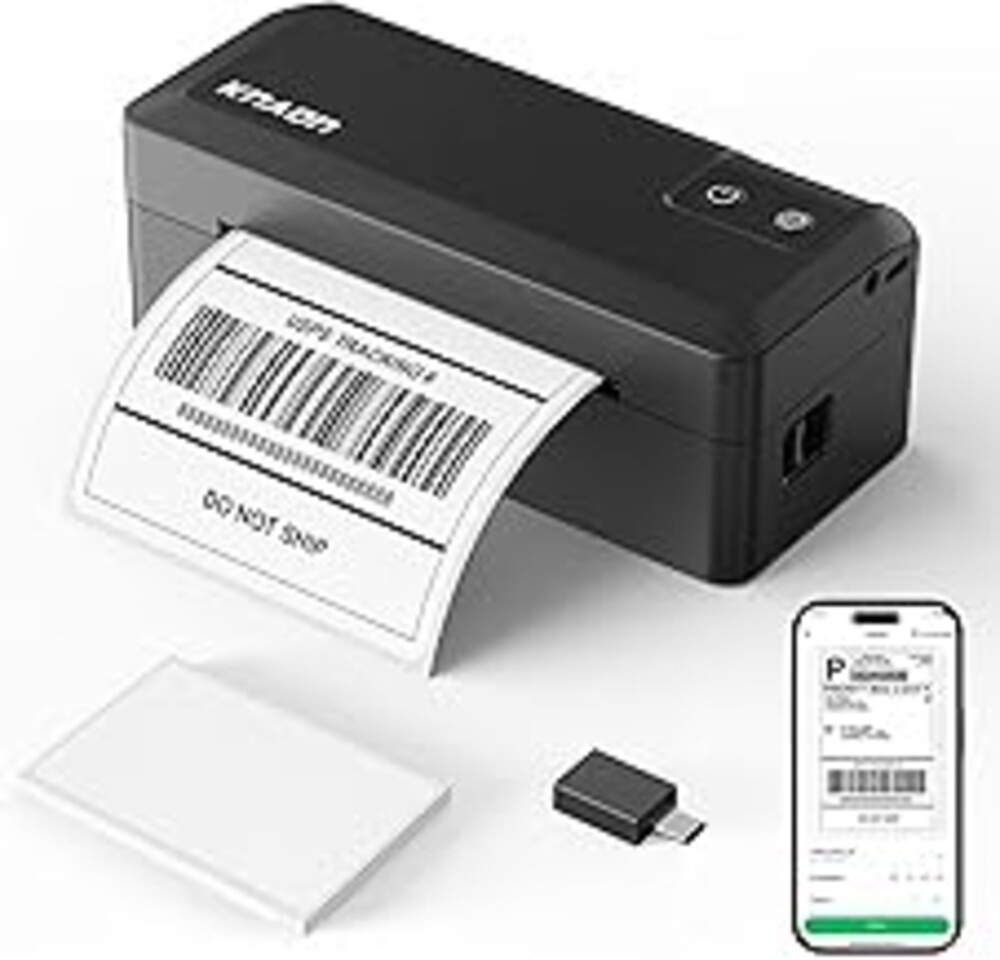 KNAON Shipping Thermal Label Printer, 4x6 Portable Label Printer, Bluetooth Label Maker for Small Business, Support iPhone,Android,Windows,Mac,Chromebook,Works with USPS, Etsy,Shopify&More, Black