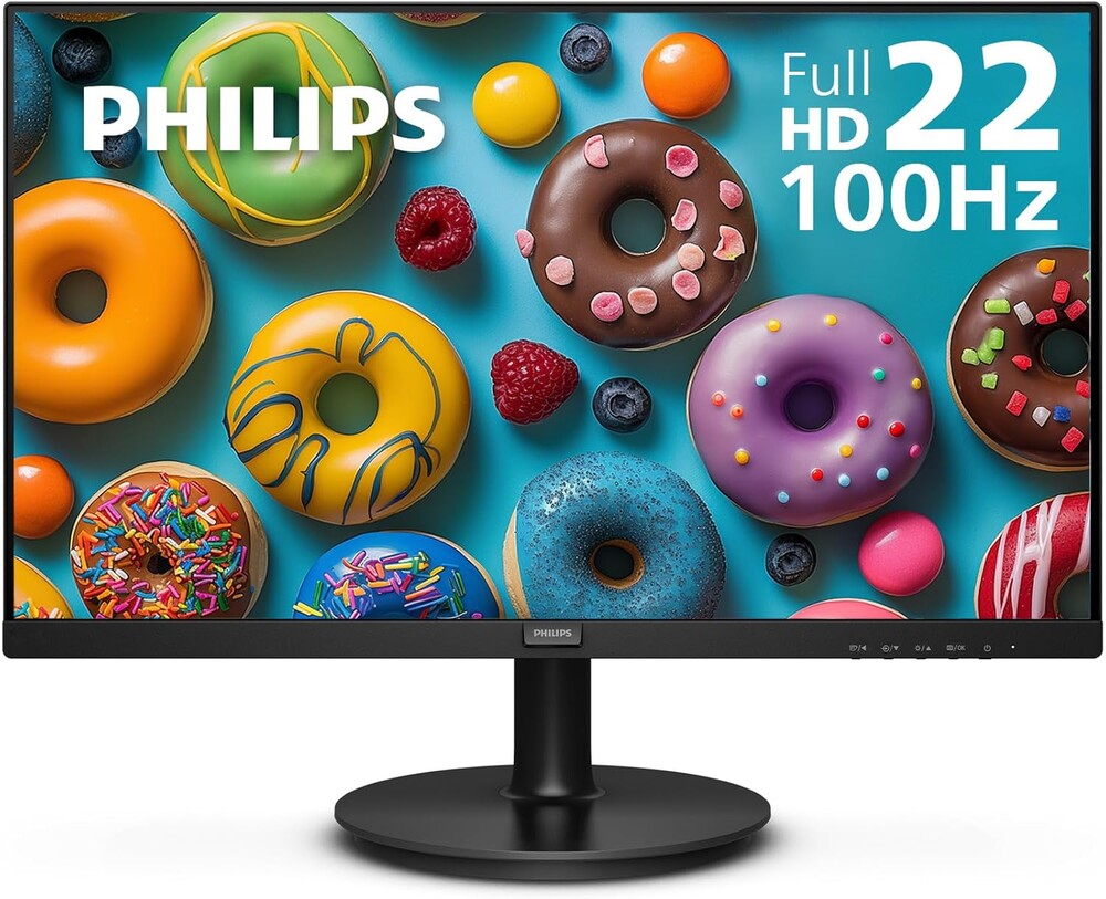 Philips 221V8LB 22 inch Class Thin Full HD (1920 x 1080) Monitor, 100Hz Refresh Rate, VESA, HDMI x1, VGA x1, LowBlue Mode, Ad