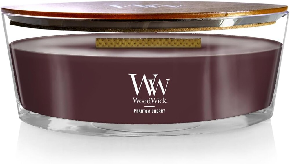 WoodWick Phantom Cherry Scented Ellipse Candle, Crackles as it Burns, Up to 50 hrs Burn time, Great for Gifting, 16oz