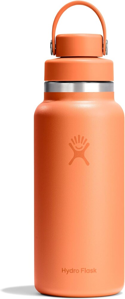 Hydro Flask Water Bottle - Insulated Stainless Steel - Wide Mouth Flex Chug Lid, Non Spill, Leakproof in 32 Oz Nectar Orange
