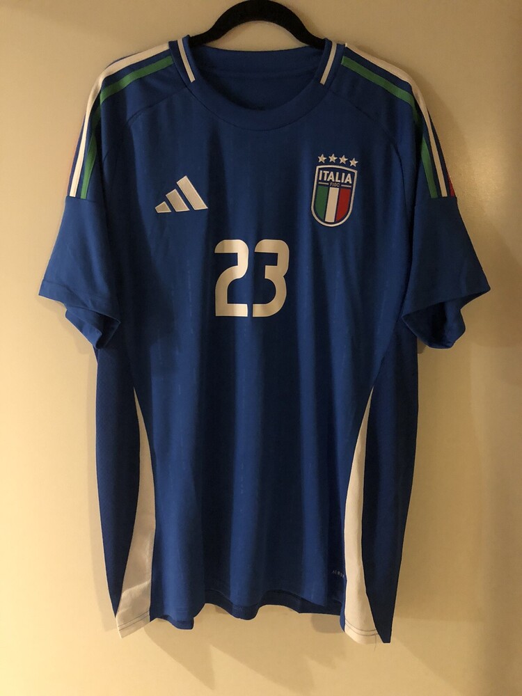 Italy Adidas Home Soccer Jersey Shirt 2024 #23 Alessandro Bastoni XL Inter Milan