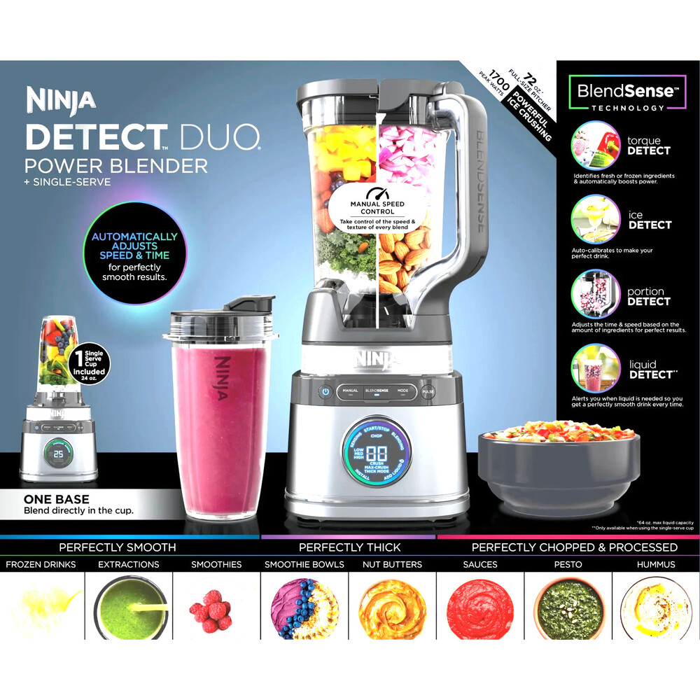 Ninja Detect Kitchen System 72-Oz Blender, 3 Speeds, Blend, Crush, Chop, Smoothi