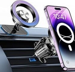 for iPhone Magsafe car Mount【20 Strong Magnets】Magnetic Phone Holder for Car Dashboard【360° Rotation】Hands Free Car Phone Holder Mount Dash Fit iPhone 15 14 13 12 Pro Max Plus MagSafe Car Accessories