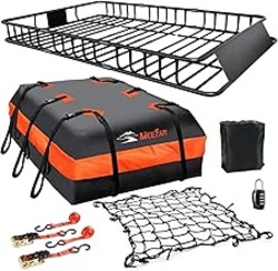 Roof Rack Rooftop Cargo Carrier Basket 65"*39"*6"+Waterproof Bag 20 Cu.Ft. | Roof Basket include Cargo Net with Hooks,Ratchet Straps,Combination Lock|200 Lbs Capacity,Universal Rooftop Large Roof Rack