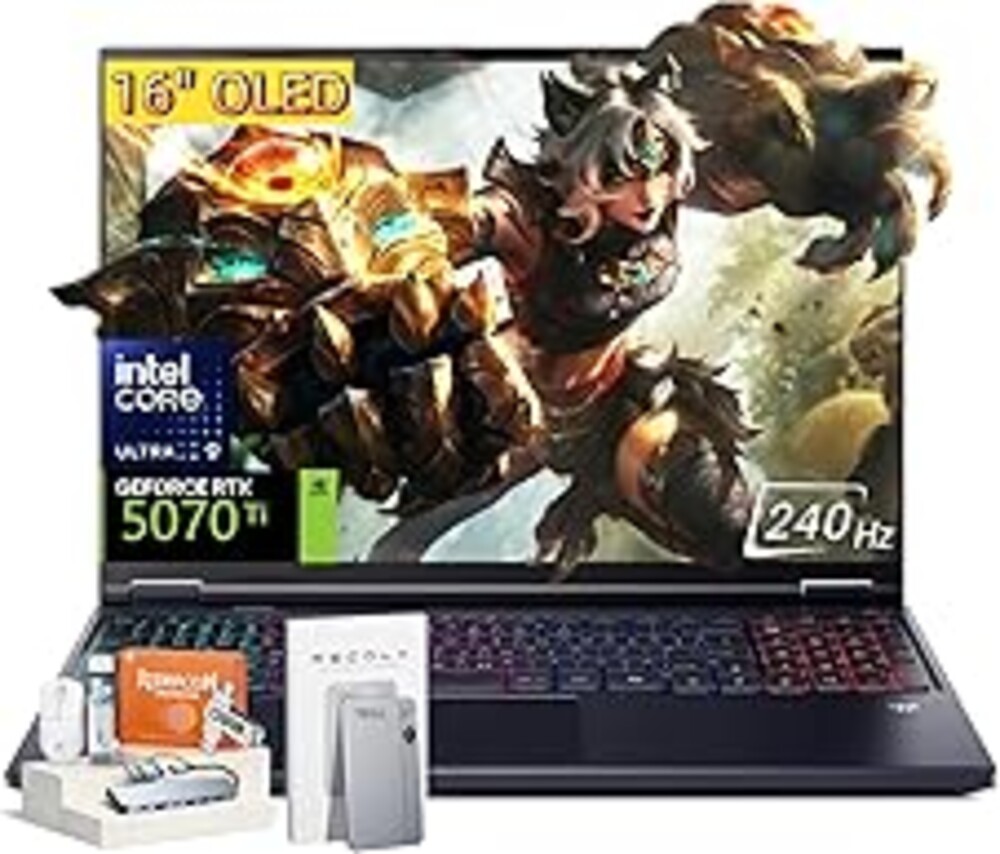 Acer Predator Helios Neo 16S AI Gaming Laptop, 16" 240Hz OLED, RTX 5070Ti, Intel Core Ultra 9 275HX Up to 13 NPU Tops, 32 GB DDR5, 1 TB SSD, Win11 Pro, W/RECOLX AI Voice Recorder, REDRAGON Accessories