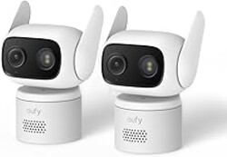 eufy Security Indoor/Outdoor Camera C31(2-Pack), IP66, No Subscription | Spotlight-Free Color Night Vision, 360° Coverage Pan &Tilt, AutoTracking, AI Human/Vehicle/Pet/Cry Detection, 24/7 Recording
