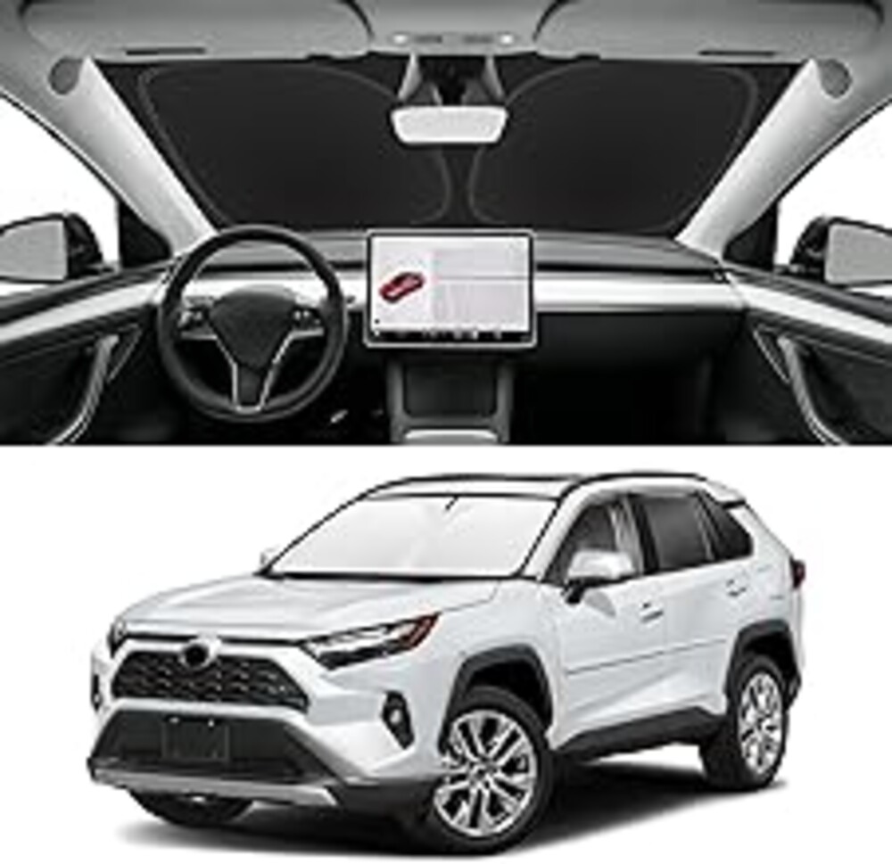 SLOGENTO Custom Fit Windshield Sun Shade for Toyota RAV4 2013-2026, Blocks UV & Heat, Front Window Sunshade Accessories, Easy Fold & Store Keep Your Car Cooler
