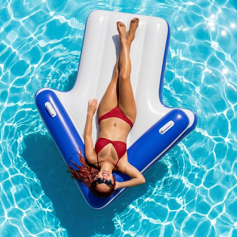 Funscape Inflatable Pool Floats for Adult, Floating Pool Lounger Tanning Bed, Cool Sun Bathing Tan Blow up Raft Floatie W/Handle, Summer Swimming Water Mat, Party Gift for Beach Backyard Lake