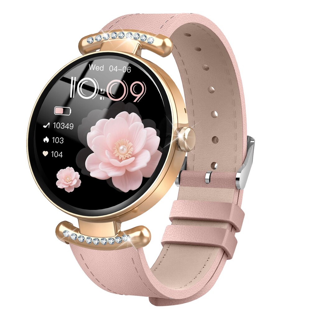 uaue Smart Watches for Women Android IOS, 1.2'' AMOLED Ultra-Clear Screen Fitness Trackers with Bluetooth Call (Answer/Make), Smartwatch with Heart Rate,Sleep Monitor, IP68 Waterproof,100+ Sports Mode