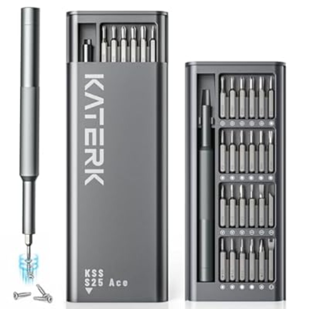 KATERK 25-in-1 Small Screwdriver Set - Precision Mini Eyeglass Repair Tool Kit with Magnetic for Glasses, Laptop, iPhone, Macbook, Computer, Watch, Xbox, Switch, Electronic, Father Day Gifts for Men