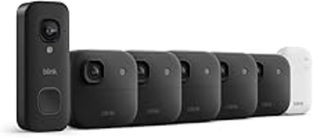 Blink Wired Doorbell 2K+ (all-new) and Outdoor 2K+ (newest model) — 2K video, enhanced audio. Sync Module Core included - 5 Cameras + Video Doorbell - (Black)