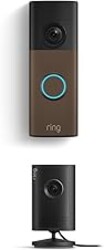 Ring Battery Doorbell (newest model), Matte Mocha with Indoor Cam Plus, Black