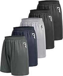 5 Pack Athletic Gym Mens Shorts - Workout Black Quick Dry Basketball Shorts | Running Fitness Clothing with Pockets for Casual Activewear,Soft Lightweight Breathable Elastic Waistband Sports Shorts