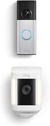 Ring Battery Doorbell Plus (newest model), Nickel Silver with Spotlight Cam Plus, Battery, White