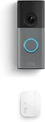 Ring Wired Doorbell (newest model), Speckled Gray with Window & Door Sensor