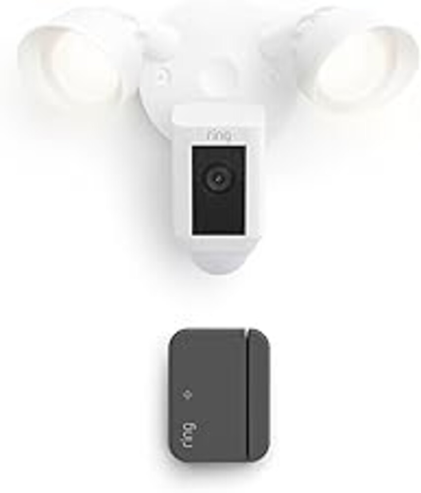 Ring Floodlight Cam Plus, Wired, White with Outside Door Sensor, White (newest model)