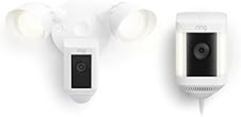 Ring Floodlight Cam Plus with Ring Spotlight Cam Plus, Plug-In White