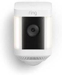 Ring Spotlight Cam Plus, Solar | Two-Way Talk, Color Night Vision, and Security Siren (newest model) - White